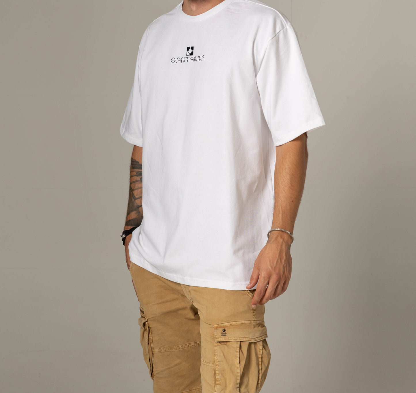 Santanna Square White T-Shirt (Logo Back)